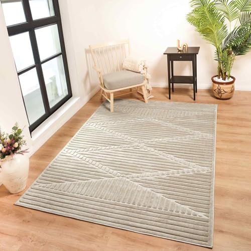 Livabliss Memphis Indoor Outdoor - Large Boho for Living Room 120x170 cm Dining, Kitchen Carpet, Patterned Neutral & Coloured s, Waterproof, Stain Durable - Beige