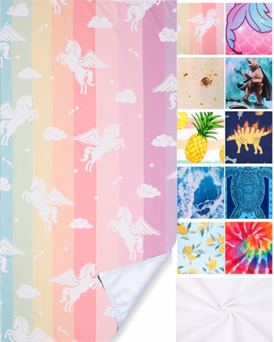 LIVILAN Small Unicorn Towel for Kids Girls, Pink Rainbow Beach Towel for Women Teens 24??? x 48???,Lightweight Soft Microfiber Blanket, Quick Dry Sand Proof Thin Travel Pool Picnic Bath Towel Gifts