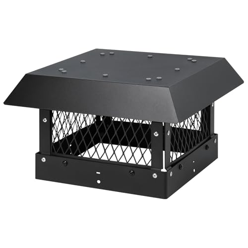 "9"" x 9"" Chimney Cap Chimney Cover,Fireplace Chimney Caps for Outside,Chimney Rain Caps Chimney Flue Cover Chimney Roof Rain Guard on Existing Flue Tile Brick Clay,Galvanized Steel Chimney Vent Cap"