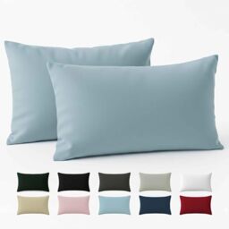 Pillow Case 60 x 40 Reinforced Cotton (Pack of 2) - Light Blue - Tight Fabric 57 Threads/cm² - Pillowcase 40 x 60 - Oeko Tex Certification - Dreamzie