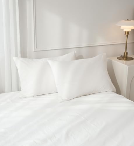 JIYUAN 100% Washed Cotton Pillowcases Set Envelope Closure Pack of 2, Linen Like Comfy and Breathable Textured Durable Bedding for All Seasons, Standsize Size, Off White