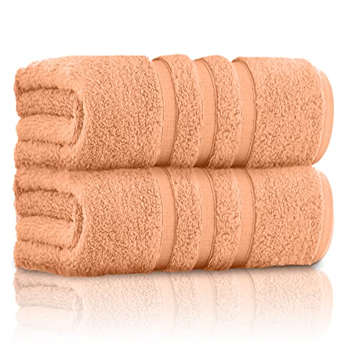 GC GAVENO CAVAILIA 100% Ringspun Cotton Bath Towels, Luxury 550 GSM Zero Twist Towel Sheets, Peach, 80x140 Bath Sheet