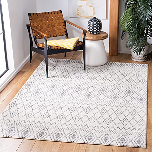 Safavieh Tulum Collection Bohemian Rug for Living Room, Dining Room, Bedroom, Short Pile, Ivory and Grey, 165 x 231 cm