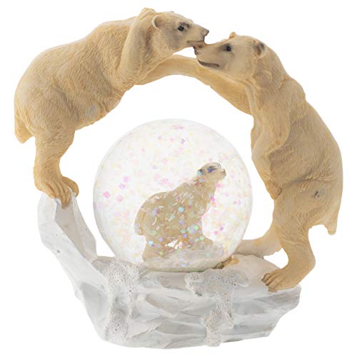 Elanze Designs White Polar Bear Family Magical Whimsical Tabletop Dresser Nightstand Figurine Miniature 45MM Sturdy Polyresin Glitter Water Snow Globe Decoration
