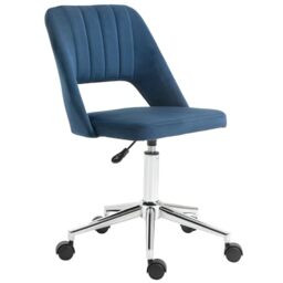 Vinsetto Modern Office Chair Velvet-feel Fabric with Wheels Dark Blue