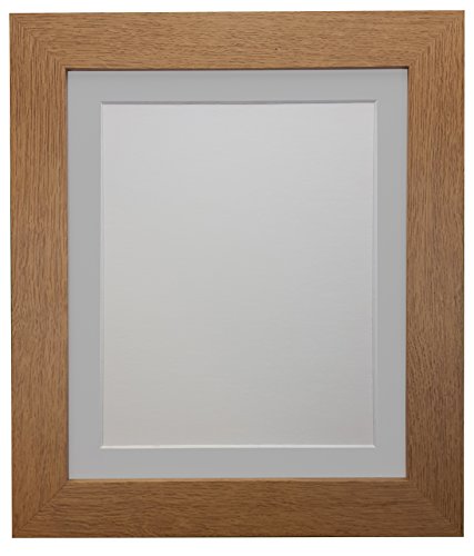 "FRAMES BY POST ""London Oak Picture Photo Poster Frame with 12 x 12-Inch Light Grey Mount for Picture Size 8 x 8-Inch, Oak with Light Grey Mount, 39 x 15 mm"