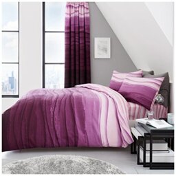 Gaveno Cavailia Luxurious WAVE OMBRE Bed Set with Duvet Cover and Pillow Cases, Polyester-Cotton, Purple, King