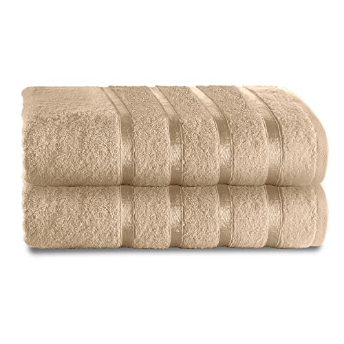 GC GAVENO CAVAILIA 500 GSM Luxury Bath Sheets, Extra Absorbent Premium Quality 2PK Large 100% Cotton Towels, Natural, 2PK