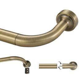 "Lwiiom Antique Bronze Curtain Rod, 28-150"" with 1 Inch Discs, Adjustable Room Darkening Curtain Rod with Aluminum Finials and Brackets, Wrap Around Design"