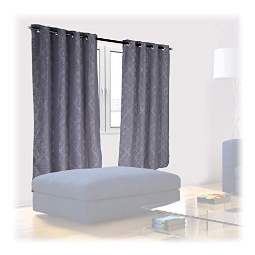 Relaxdays Curtains, Set of 2, Opaque & Darkening, Bedroom, Living Room, Pattern, Blackout Blinds, HxW: 175x135 cm, Grey