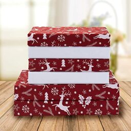 Elegant Comfort Holiday Printed 4-Piece Sheet Set, 1500 Thread Count, Breathable and Super Soft Material, Wrinkle Resistant, Fitted Sheets with Smart Pockets, 4PC Twin XL, Burgundy Reindeer