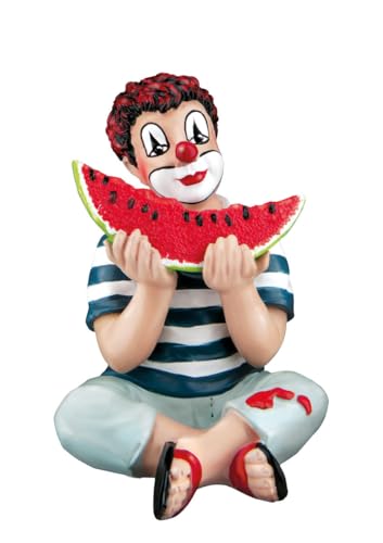 GILDE Gildeclown Decorative Figurine Clown 'Summer Snack' - Clown Figure Sitting with Melon - Multicoloured Height 8 cm