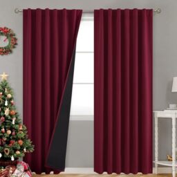BGment 100% Blackout 80 Inch Curtains with Thermal Insulation Liner, Rod Pocket and Back Tab Double Layer Room Darkening Window Treatment Drapes for Living Room (52 x 80 Inch, 2 Panels, Burgundy Red)