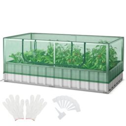 GiantexUK Raised Garden Bed with Greenhouse, Rectangular Planter Box