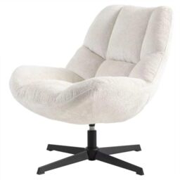 Silverdale Lounge Chair with Swivel Function in Ivory Chenille, 76 x 81 x 84 cm