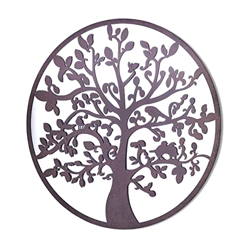 Large Metal Rustic Round Shaped Tree Garden Outdoor Mirror 80cm X 80cm