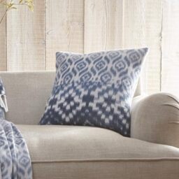Appletree Sakari Blue Ganado Cushion – 43 x 43cm – Soft Heavy Brushed Cotton with Piped Edge – Tribal Pattern Decorative Cushion – Cover & Filling Included – Blush Blue Home Decor Accent