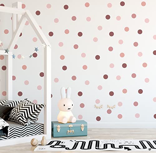 QuoteMyWall 60 Rose Gold Polka Dot Wall Stickers Blush Pink Colour Decals for Girls Boys Nursery Rooms Children's Bedrooms Kids Wall Art Removable Round Dot Peel & Stick (60 Pack)