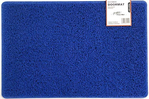 Nicoman Large Outdoor Entrance Jet-Washable PVC Coil Rubber Back Doormat(60x90cm,Blue)