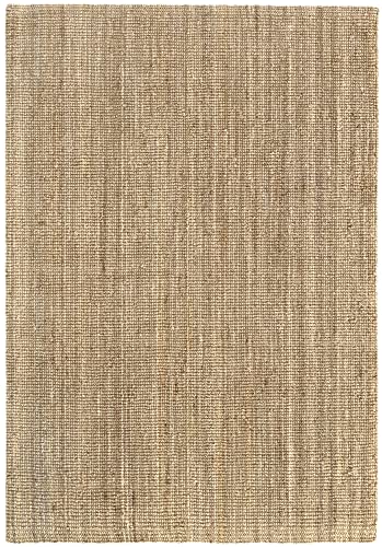 HAMID - Kerala Jute Rug, 100% Jute Fibre Rug, Hand Woven Rug for Living Room, Dining Room, Bedroom, Hallway, Natural Colour (200 x 290 cm)