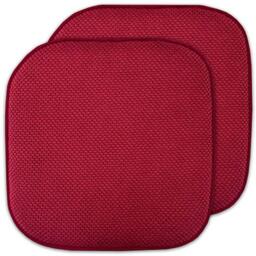 "Sweet Home Collection Chair Cushion Memory Foam Pads Honeycomb Pattern Slip Non Skid Rubber Back Rounded Square 16"" x 16"" Seat Cover, Red - 2 Pack"