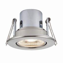 National Lighting SHIELDECO Satin Chrome Finish Adjustable Fire Rated Cool White LED Anti Glare Low Profile Ceiling Downlight Spotlight IP20 Rated for Living Rooms, Bedrooms, Hallways