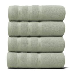 Hearth & Harbor Luxury Hand Towels - 100% Ring Spun Cotton Hand Towels for Bathroom, Shower, Spa, Soft & Absorbent Towels, 4 Piece Set, Sage Green