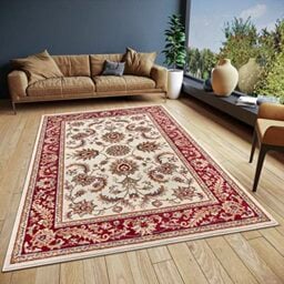 HANSE Home Reni Oriental Rug - Oriental Runner Classic Tightly Woven with Ornaments and Floral Motifs Soft Short Pile for Bedroom, Dining Room, Living Room, Hallway - Cream Red, 57 x 90 cm