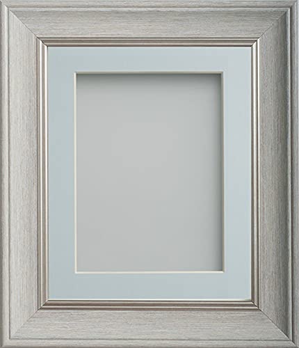Frame Company Drummond Pale Grey Photo Frame, Light Blue Mount, 8x6 for 7x5 inch, fitted with perspex