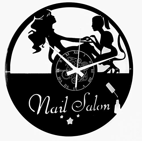 Instant Karma Clocks - Nail Salon Wall Clock with Manicure Scene – Silent No-Ticking – Perfect for Bedroom, Office, Studio, Kitchen, Living Room – Modern Design Unique Decoration
