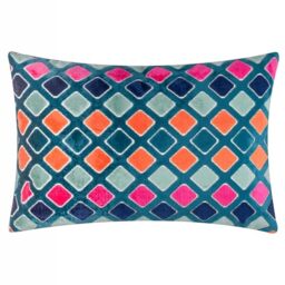 furn. Metro Diamond Polyester Filled Cushion – Geometric Velvet Jacquard Decorative Pillow (Multicolour – 40x60cm)