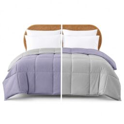 Modern Threads Down Alternative Microfiber Quilted Reversible Comforter & Duvet Insert - Soft, Comfortable Alternative to Goose Down - Bedding for All Seasons Amethyst/Silver Full/Queen