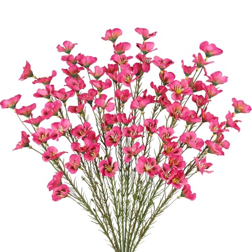"CITYES 10 Pcs Artificial Wildflowers Fake Flower Stems 21"" Silk Spring Flowers Forsythia Rose Red Faux Wildflowers Floral Stems for Flower Arrangements Home Decor Indoor Outdoor Wedding Centerpieces"