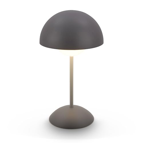 BRILONER - Rechargeable LED Table Lamp with Touch, Dimmable, IP44 Waterproof, 4000mAh Battery Table lamp, Bedside Lamps, Reading Light, Night Ligh, Outdoor, Mushroom Lamp, 16 x 29 cm, Anthracite