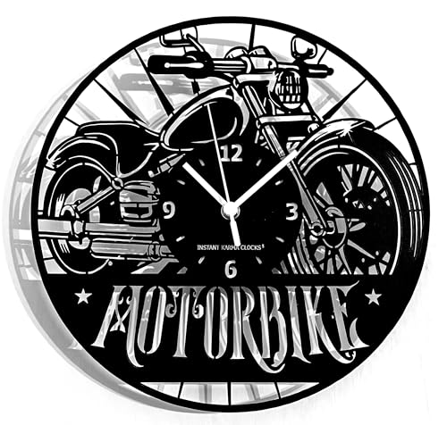 Instant Karma Clocks Wall Clock ➤ Motorcycle Motorbike Road Rider Classic Garage Retro Design