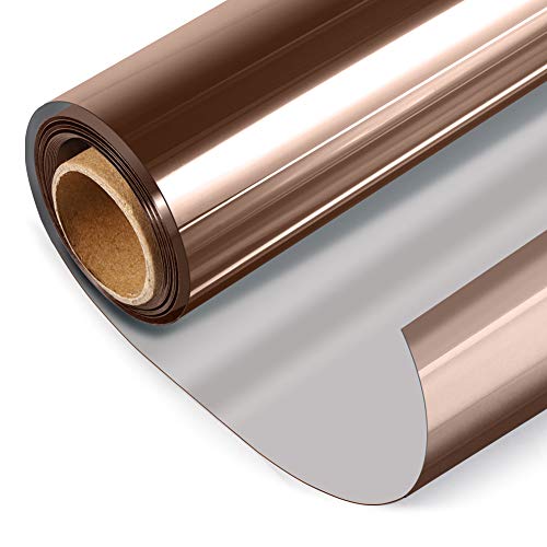 HIDBEA One Way Mirror Window Film, Daytime Privacy Sun Blocking Reflective Window Film Static Cling Heat Control Window Tinting Film for Home and Office, Brown Silver, 17.5 x 78.7 Inch