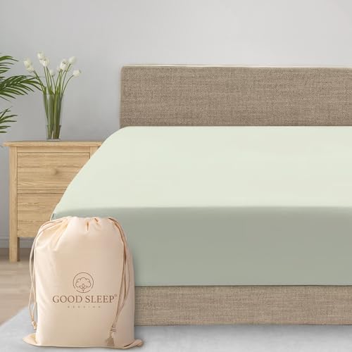 Good Sleep Bedding 800 Thread Count King Fitted Sheet with Elastic All Around 100% Egyptian Cotton Sateen Weave, Upto 18 inches Sage
