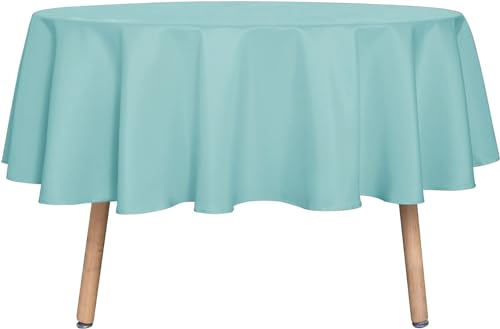 sancua Turquoise Round Tablecloth 60 Inch Diameter for 20-48 Inch Tables - Water Resistant Spill Proof, Washable Polyester Cloth Decorative Fabric Cover, For Dining, Buffet Parties and Camping