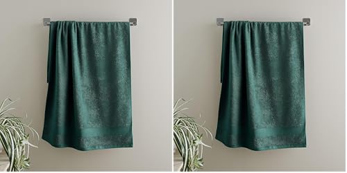 Catherine Lansfield Bathroom Anti Bacterial 500 gsm Soft & Absorbent Cotton Hand Towel Forest Green (Pack of 2)