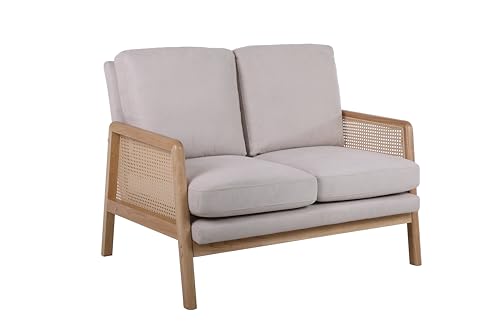 Birlea 2 Seater Sofa Settee Rattan White Fabric Ivy