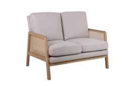 Birlea 2 Seater Sofa Settee Rattan White Fabric Ivy