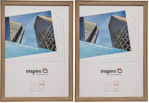 Hampton Frames SORBONNE A3 (30x42cm) Oak Effect Picture Poster Photo Frame Acrylic (Non-Glass) SORA3NG - 1PK (Pack of 2)