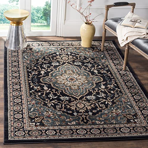 Safavieh Traditional Rug for Living Room, Dining Room, Bedroom - Lyndhurst Collection, Short Pile, in Grey and Teal, 90 x 150 cm