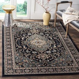 SAFAVIEH Traditional Rug for Living Room, Dining Room, Bedroom - Lyndhurst Collection, Short Pile, in Grey and Teal, 90 x 150 cm