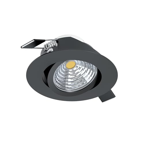 Eglo LED recessed Spotlight Saliceto, dimmable Ceiling spot, Flat Round Light, Aluminium Black, Neutral White, Ø 8.8 cm