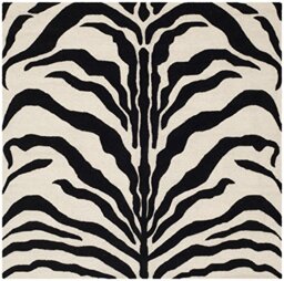 Safavieh Animal Print Rug for Living Room, Dining Room, Bedroom - Cambridge Collection, Short Pile, in Ivory and Black, 120 x 120 cm