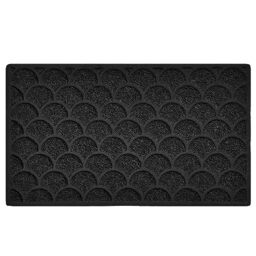 Nicoman Fish Scale Shape Low Profile Indoor Outdoor Dirt-Trapper Door Mat Washable Barrier Heavy Duty Doormat – (Watertight Rubber-Back, Black, 75 x 44cm)