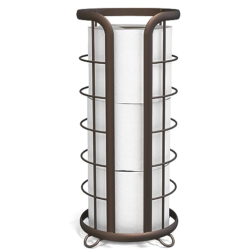 BROOKSTONE, Bronze Toilet Paper Holder, Freestanding Bathroom Tissue Organizer, Minimalistic Storage Solution, Modern & Stylish Design [Holds MEGA Rolls]