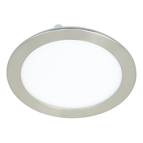 Eglo Connect.z Smart Home LED Bathroom Spotlight Fueva-Z, Flat spot Light for Ceiling, Ø 6.5 inches, ZigBee, app and Voice Control, Warm – Cool White, dimmable, Nickel-matt, IP44