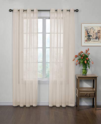CurtainFresh Odor Neutralizing Sheer Voile Grommet Window Curtain for Bedroom or Living Room (1 Panel), 59 in x 84 in, Ivory
